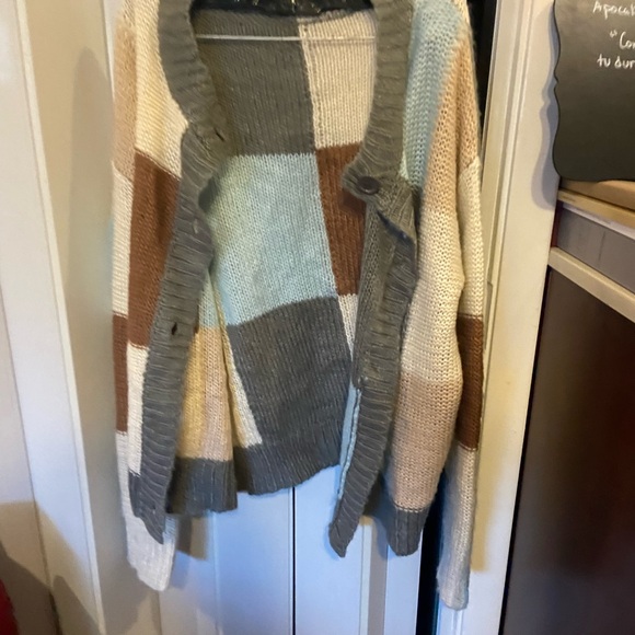 Unique Vintage Multicolor Patchwork Cardigan - Picture 2 of 4